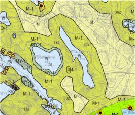 KOHDE 2 Särkijärvi ja Pitkäjärvi, kiinteistö 623-418-1-102 Voimassa oleva kaava Hurissalon osayleiskaavassa tilat ovat maa- ja metsätalousvaltaista aluetta (M-1) ilman