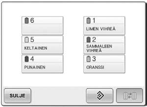 Kone määrää langan värit uudelleen riippumatta aiemmasta lankarullan asetuksesta. Kosketa.