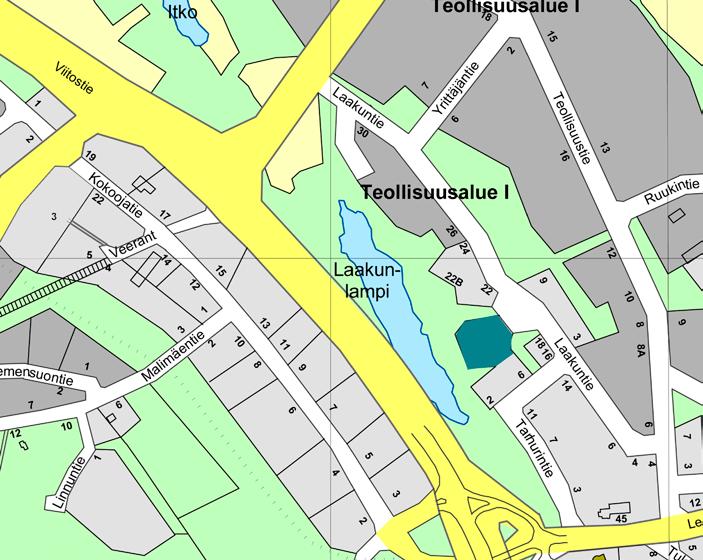 8. Numero: 8 Kiinteistö: 40-416-3-316 Kortteli/Tontti: 08 Teollisuusalue 1, asemakaava Laakuntie e= k-m² kerrosala: Rakennusoikeus: 3 500 m Pinta-ala: 8 68 m TY = Ympäristöhäiriöitä aiheuttamattomien