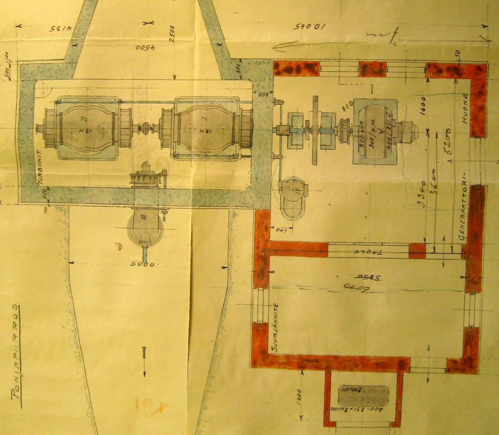 Sähkölaitoksen lopullinen vuonna 1940 suunniteltu tekninen ratkaisu perustui kahteen Fransis- tyyppiseen