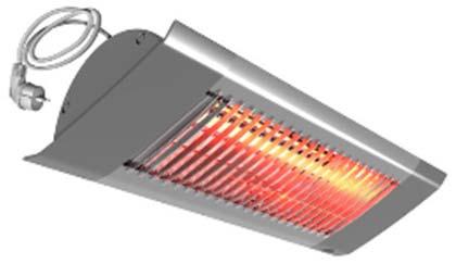 /F-10 1000 W Koko 500 x 169 x 147 mm (p x l x k) Asennetaan parvekkeen/terassin kattoon pintaasennuksena.