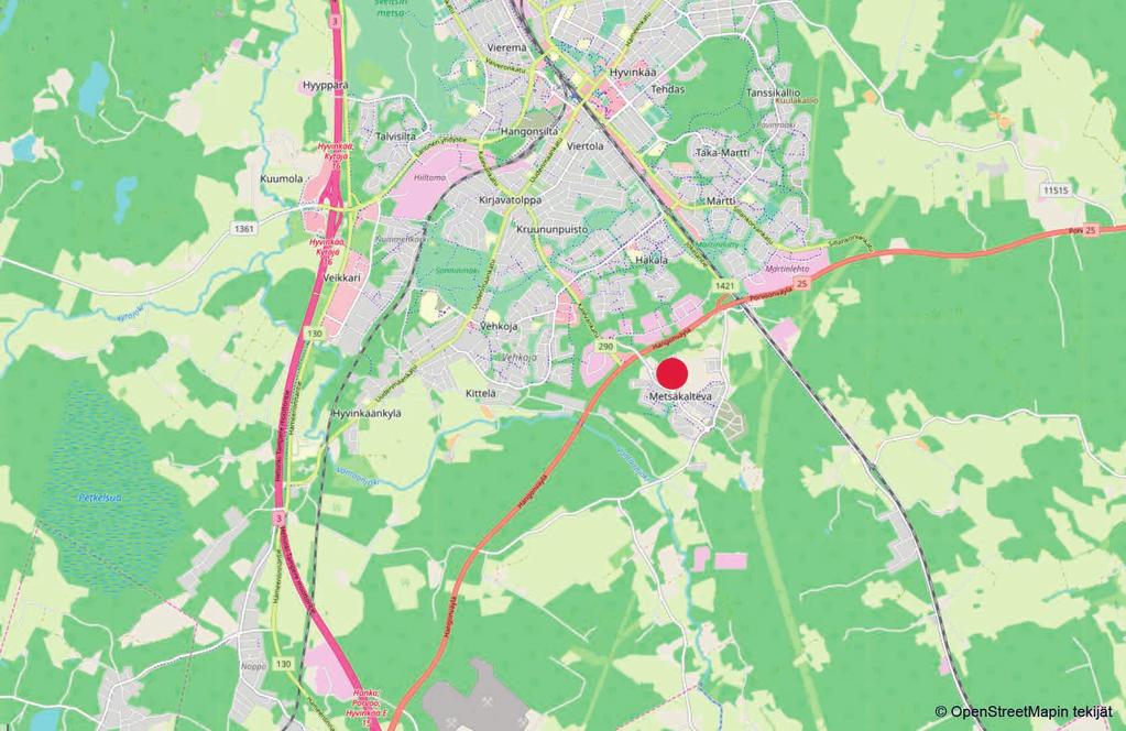 HYVINKÄÄN METSÄKALTEVA Yli-Jurvankatu 2, 05440 Hyvinkää Vuonna 2013 Hyvinkääläiset pääsivät nauttimaan asuntomessujen antimista Metsäkaltevan asuinalueella.