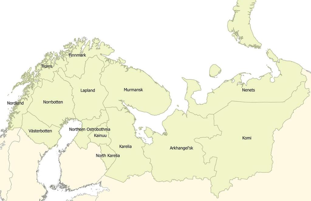 Barentsin Euro-Arktinen alue (BEAC) Barentsin alueyhteistyö Jäsenalueet Norja: Finnmarkin, Nordlandin ja Tromssan läänit Ruotsi: Norrbottenin ja Västerbottenin läänit Suomi: Kainuu, Lappi, Pohjois-