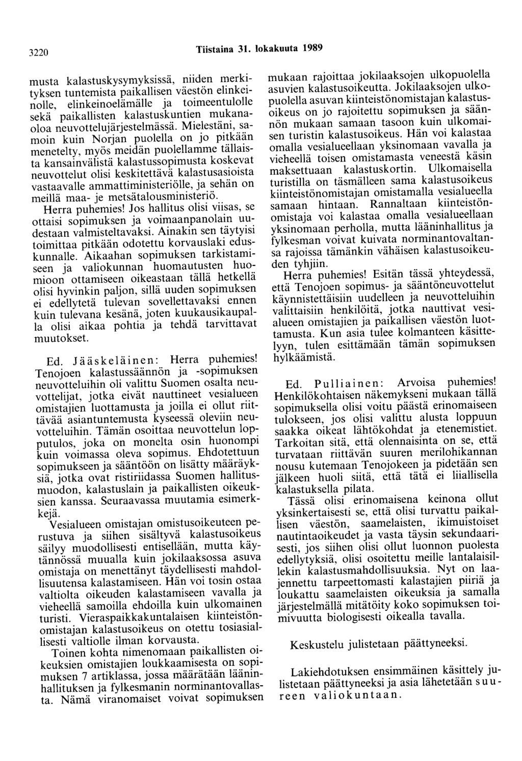 3220 Tiistaina 31.