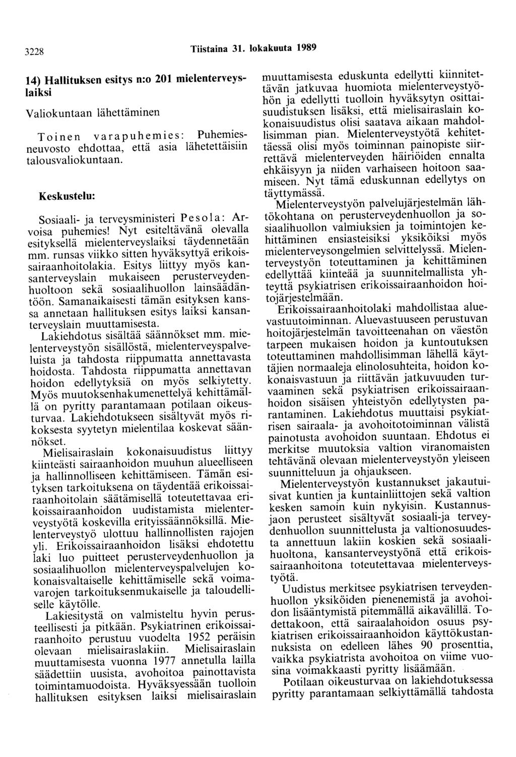3228 Tiistaina 31.