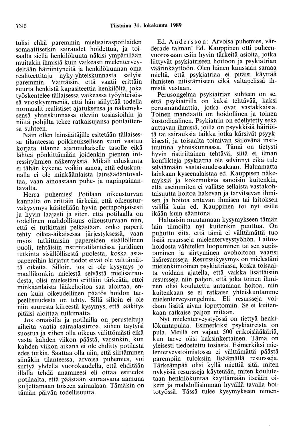 3240 Tiistaina 31.