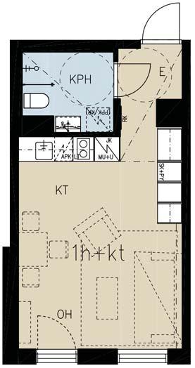 KERROS RANSKALAINEN PARVEKE 28 m² Toimivassa pikkukodissa on ranskalainen parveke.