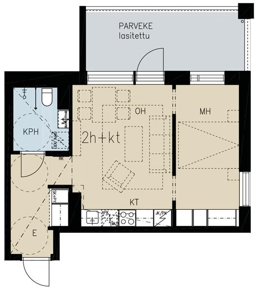 39,5 m² 2 h + kt B52 2. KERROS B58 3. KERROS B64 4. KERROS B70 5. KERROS B76 6. KERROS B82 7.