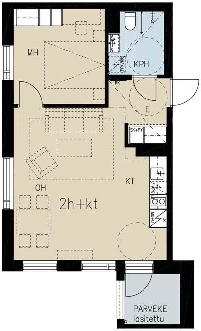 24 yit.fi/aventuriini 45,5 m² 2 h + kt B47 1.
