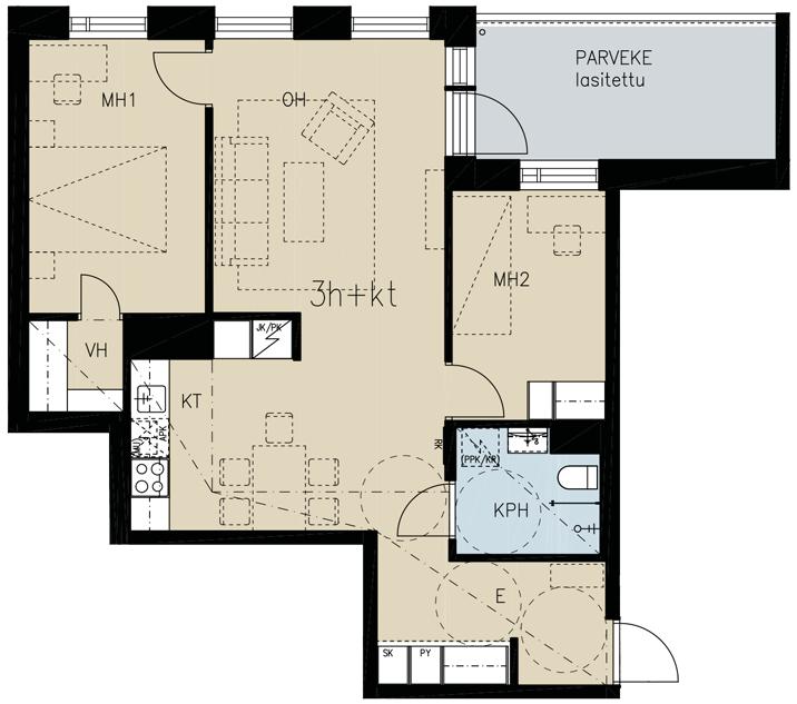26 yit.fi/aventuriini 64,5 m² 3 h + kt B51 2. KERROS B57 3. KERROS B63 4. KERROS B69 5. KERROS B75 6. KERROS B81 7.