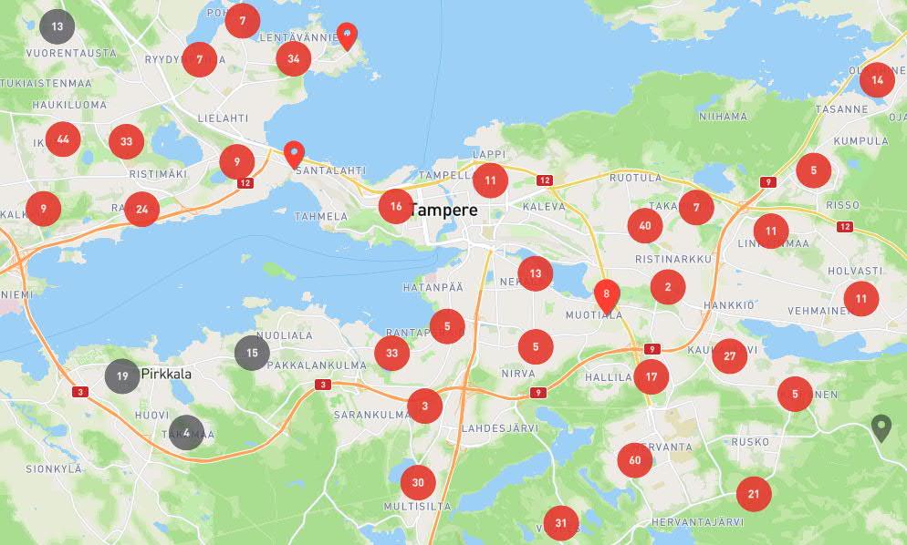 Perheasuntojen tarjonta Tampereella max 250 000 e