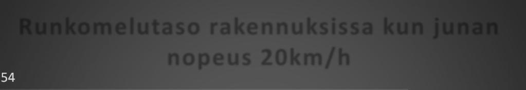 30 2 4 6 8 10 12 14 16 18 20 22 24 26 28 30 32 34 36 38 40 42 44 46 48 50 ETÄISYYS, m Runkomelutaso Tavoitetaso, 35 db Kuva 5.