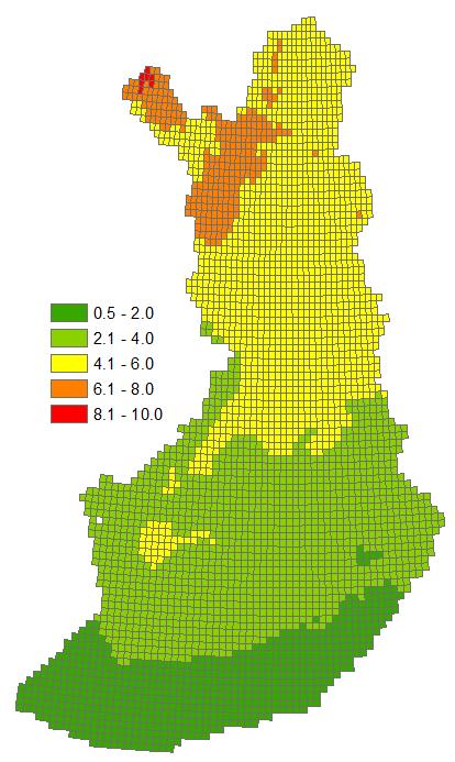 VUOSISADANNAN MUUTOS SUOMESSA Sateisuus tulee jakautumaan epätasaisesti sekä ajallisesti että alueittain Ilmatieteen laitos 2013 Sateisuuden (heinäkuun keskimääräisen sadesumman) [mm] muutos