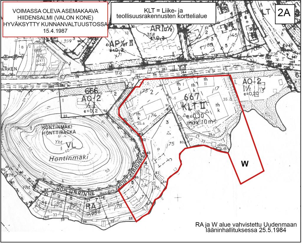 Vesialueen sekä RA-alueen (loma-asuntojen korttelialue) osalta alueella on voimassa asemakaava Hiidensalmi 37 RK037, jonka on vahvistanut Uudenmaan lääninhallitus 25.5.1984.