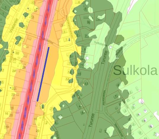 SULKOLAN ALUE Liikenneviraston teettämän meluselvityksen perusteella alueella altistutaan varsin merkittävästi ohjearvojen ylittäville melutasoille.