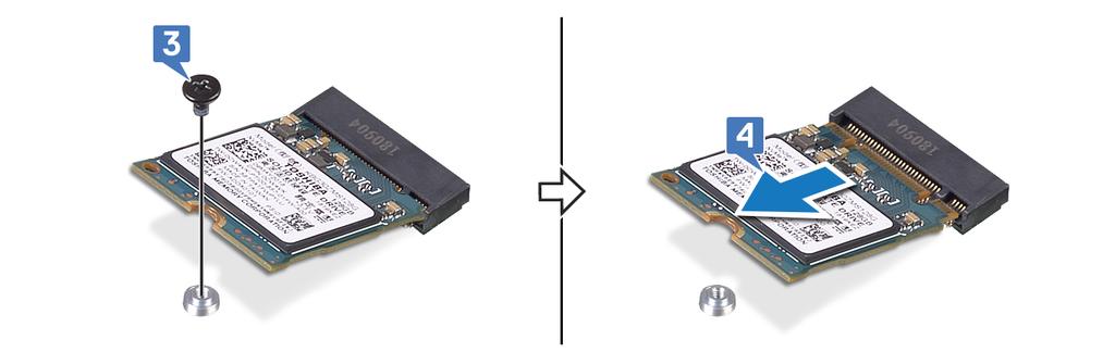 4 Vedä M.2 2230 -SSD-levy irti emolevyn M.2-SSD-levyn paikasta. M.2 2280 -kortin irrottaminen HUOMAUTUS: Nämä ohjeet koskevat vain sellaisia tietokoneita, joiden toimitukseen sisältyy M.