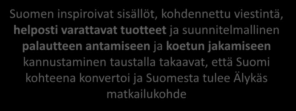 SIVU 32 Suomen inspiroivat sisällöt, kohdennettu viestintä, helposti varattavat tuotteet ja suunnitelmallinen palautteen