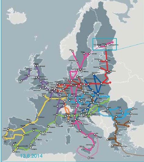 Pohjanmeri-Itämeri Ydinverkkokäytävä Euroopassa ja Suomessa Suomi kuuluu