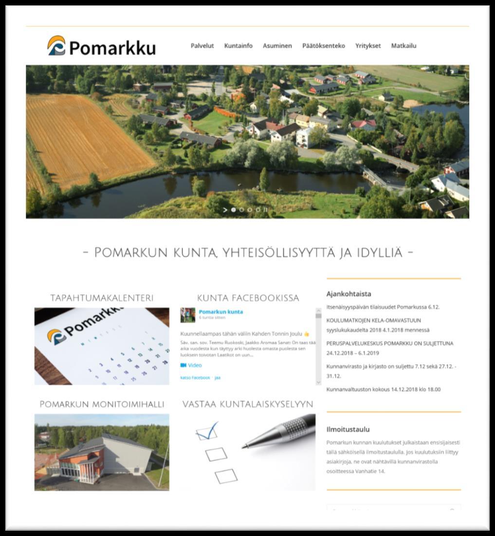 Pomarkku.fi Pomarkun kunnan nettisivuilla on monitoimihallilla oma osuus.