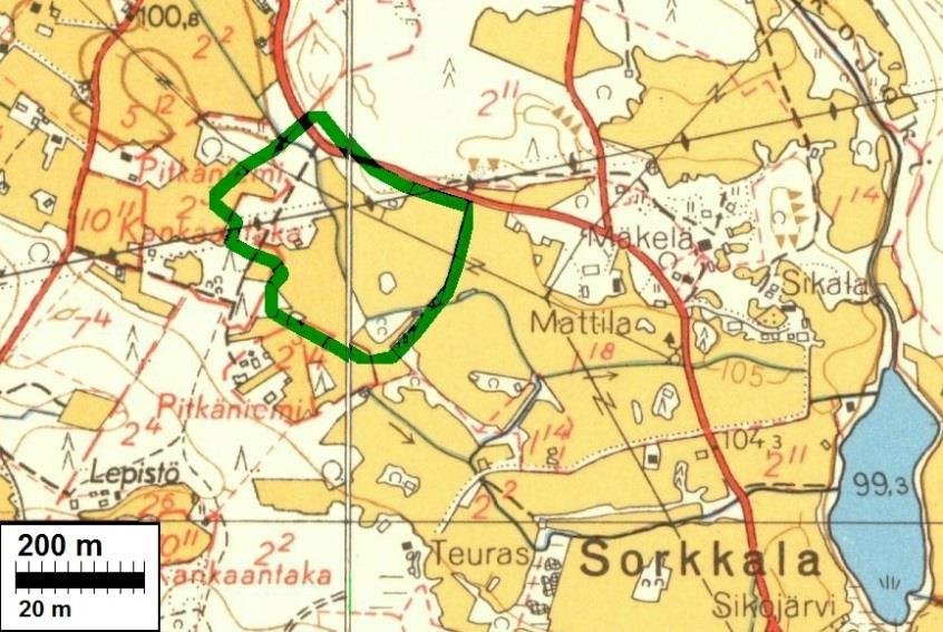 Jussila T 2018 tarkastus Pirkkalan lentokentän terminaalista 1 km pohjoiseen, Lentoasemantien itäpuolella 26 m, purouoman koillisreunalla.