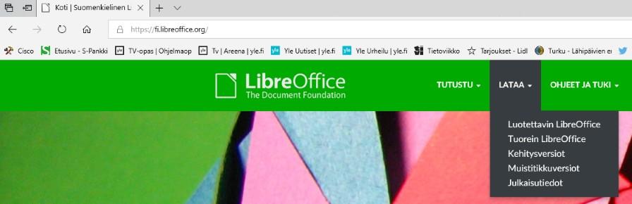 Tämän jälkeen aukeaa LibreOfficen lataussivu.