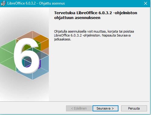 msi). Tuplaklikataan tiedostoa LibreOffice_6.0.3_Win_x64.