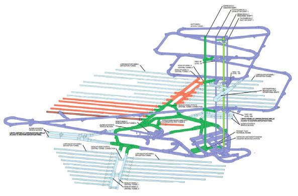 Kuva 14. Hankkeen aikana louhittavat tunnelistot (vihreä LTU1-urakka, punainen suunniteltu LTU2-urakka). menpiteet suunnitelmien ja niiden tausta-aineiston korjaamiseksi aloitettiin syyskuussa.