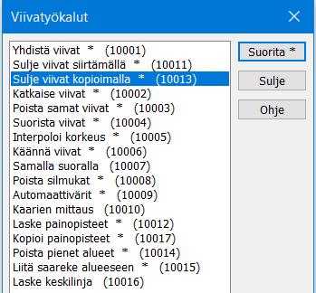 Kaaret Kolmioitavassa aineistossa ei saa olla kaaria. Kolmiointi keskeytyy virheilmoitukseen, jos lähtöaineistosta löytyy kaaria.