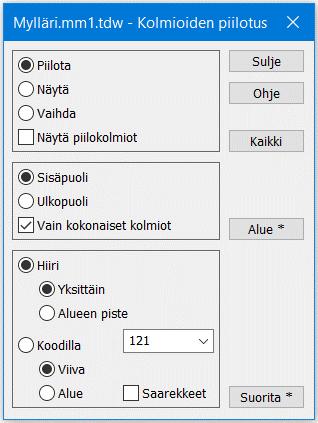 Poista Poistaa mallin aktiivisen (hiirellä valitun) hajapisteen ja luo uudestaan kolmiot sen ympärillä. Shift+Poista poistaa mallista kaikki valitut hajapisteet.