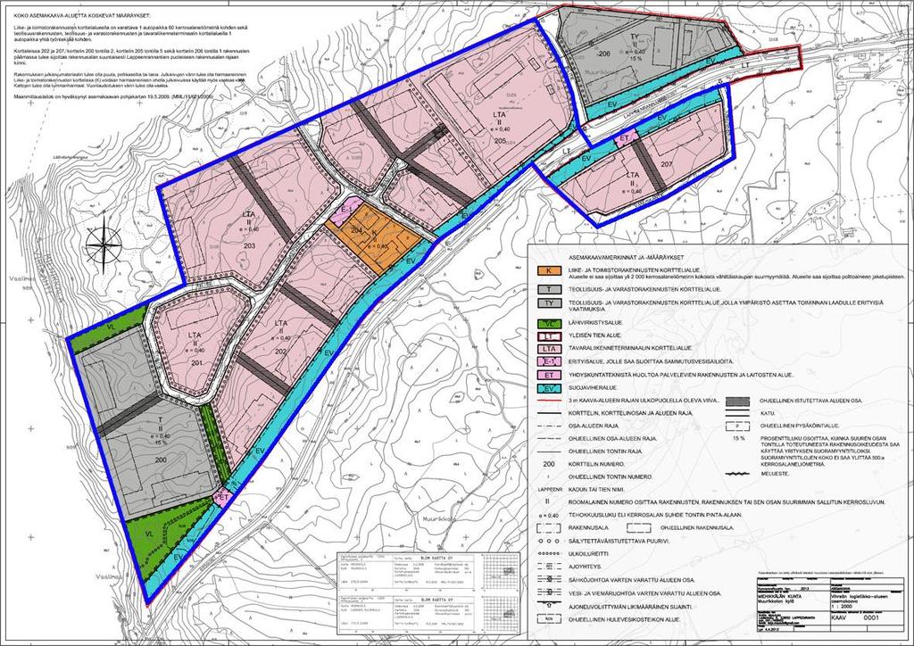 Siinä muutosalue on osoitettu tavaraliikenneterminaalin korttelialueeksi (LTA), teollisuus- ja varastorakennusten korttelialueeksi (T) sekä liike- ja toimistorakennusten korttelialueeksi (K).