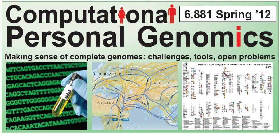 Covers computational challenges associated with personal genomics: - genotype phasing and haplotype reconstruction resolve mom/dad chromosomes - exploiting linkage for variant imputation