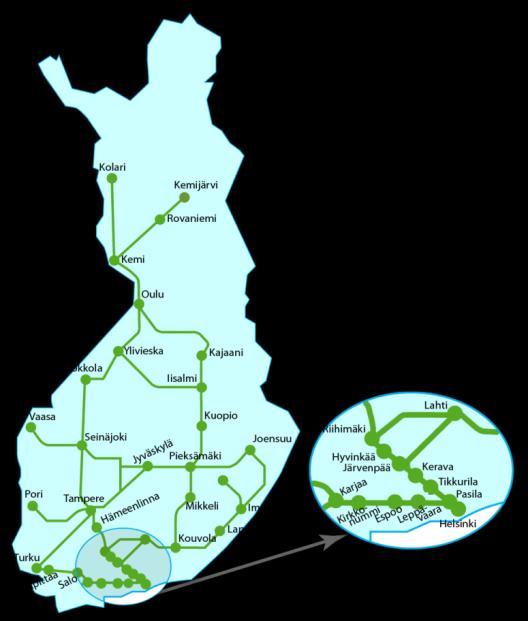 määritetyiltä avustuspisteiltä junaan ja/tai junalta avustuspisteelle Avustusasemia 37 kpl, joissa 14 pysähtyy myös lähijuna
