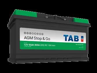 E ALENTAA CO 2 PÄÄSTÖJÄ TAB AGM Stop & Go akut ovat venttiilisäätöisiä lyijyhappoakkuja, jotka on tarkoitettu käytettäväksi autoissa, joissa on kehittynyt Start-Stop järjestelmä jarrutusenergian