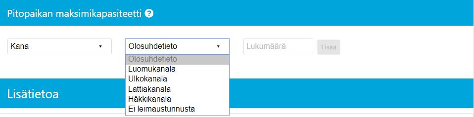 Lisää pitopaikan tietoihin maksimikapasiteetti painamalla Lisää uusi -painiketta.