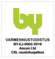 Suomen Betoniyhdistys ry on käsitellyt tämän varmennustodistuksen ja käytettävissä olleiden asiakirjojen perusteella hyväksynyt sen riittäväksi selvitykseksi kyseisen tuotteen ominaisuuksista ja