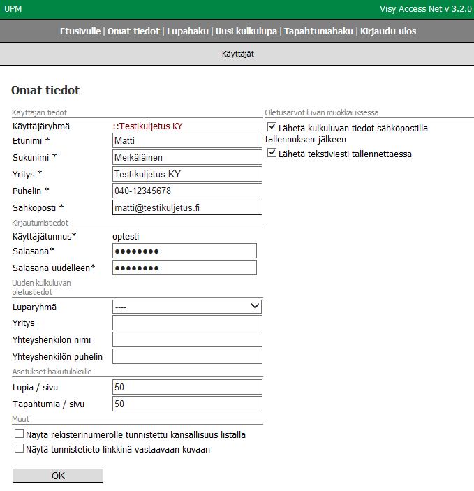 2.2 Omat Tiedot Ensimmäisen sisäänkirjautumisen yhteydessä käy päivittämässä Omat tiedot -sivun sisältö.