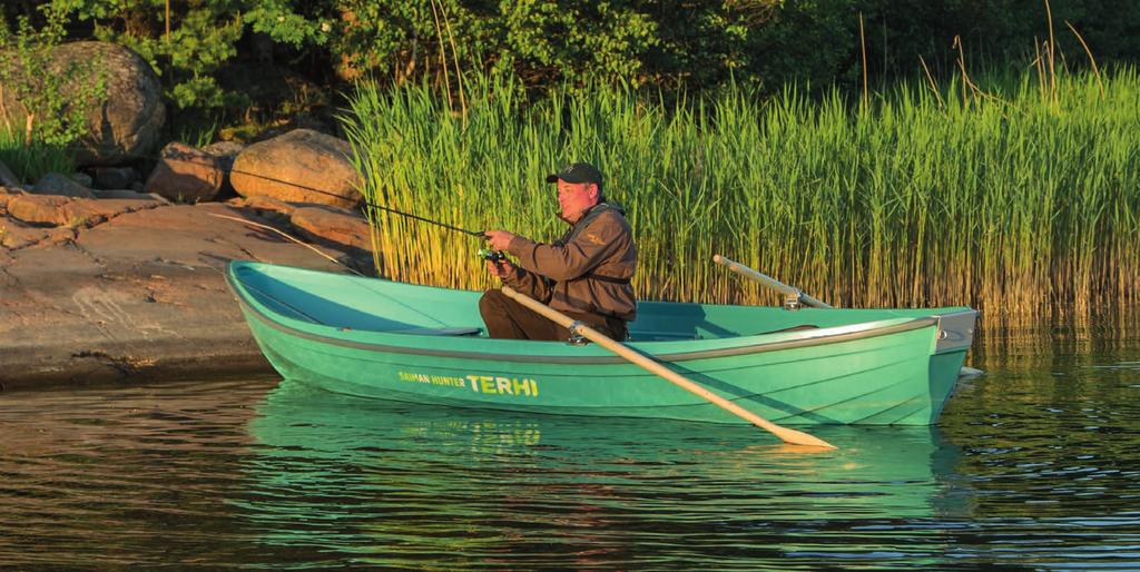 Terhi Saiman Hunter 478 cm 148 cm Erämiehen kaveri Erityisen hyvin luontoon mukautuva avovene, jolla voi liikkua vesillä entistä maamattomammin.