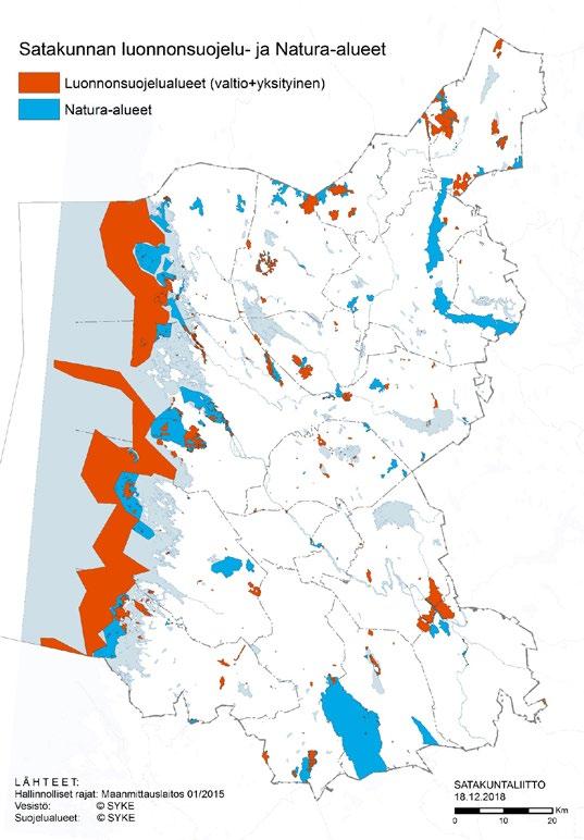 Mustalahti ja Ahlaistenjokisuu, Kaijakari, Kumpelinkarin rantalehto, Yyterin Sannat, Yyteri Riitasaranlahti, Loukkeenkari, Luvian edustalla Säppi, Marjakari, Akterspeilgrunden, Eurajoen edustalla