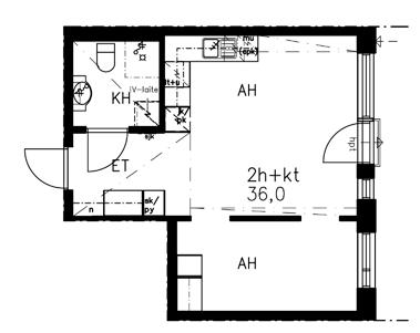 P Huoneistopohjat 36,0 m 2 2H+KT 2. krs C129 3.