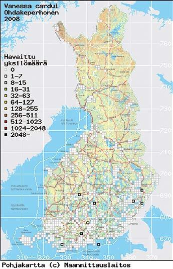 Taulukko 2. Seurannan lajitiedot vuoden 2008 runsausjärjestyksessä.