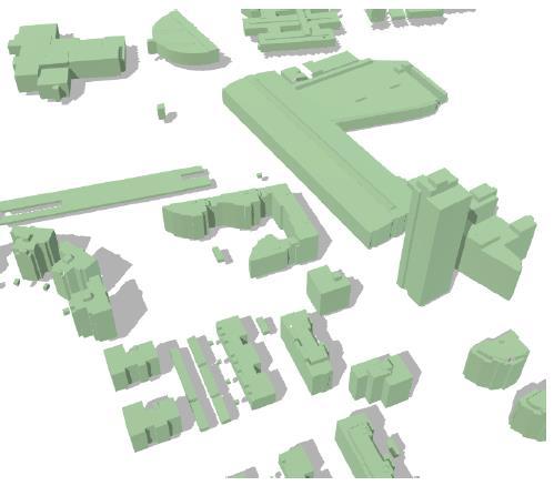 perustuu uuteen pistepilveen JHS210 mukaisia LoD2 tason rakennuksia Visualisointi