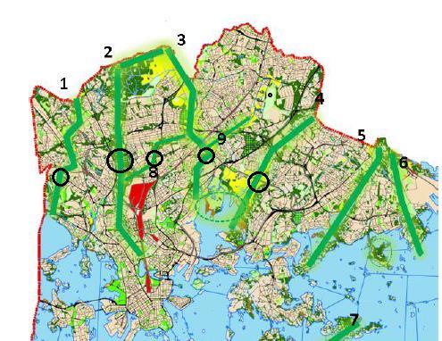 EKOLOGISET YHTEYDET JA RJ ARVIO VAIKUTUKSISTA NIIHIN Mätäjoki (eli Länsipuisto) (+, paranee) Keskuspuisto (-,