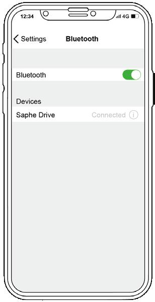 Tee näin: 12:34 4G 10.58 Kytke puhelimen Bluetooth päälle. Käynnistä Saphe Link -sovellus. Etsi Saphe laiteluettelosta.