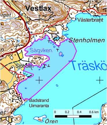 Vesiliikenteen nopeuden rajoittaminen aallonmuodostuksen rajoittamiseksi. Pesimäalue: silkkiuikku (89). Kartta 10. Vestlaxin MAALI-rajaus. Pohjakartta MML 2/2015.