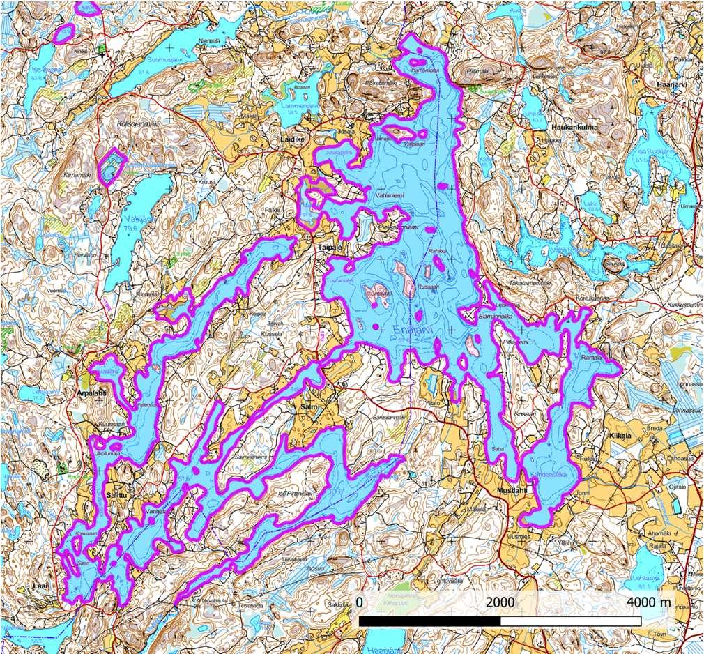 Salo (Suomusjärvi), Enäjärvi: 110227; 1387 ha Uudenmaan ja Varsinais-Suomen alueella sijaitseva suurehko järvi, jolla pesii huomattava määrä härkälintuja. Vesistön kunto on heikentynyt viime vuosina.