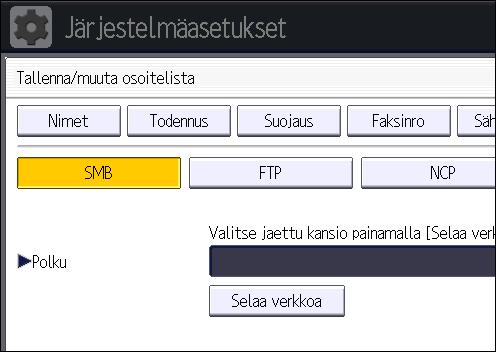 Kansioon skannauksen perustoiminnot Voit valita jokaiselle otsikolle [Usein] ja yhden lisänäppäimen. 8. Paina [Todennus] ja paina sitten [ Seur.]. 9.