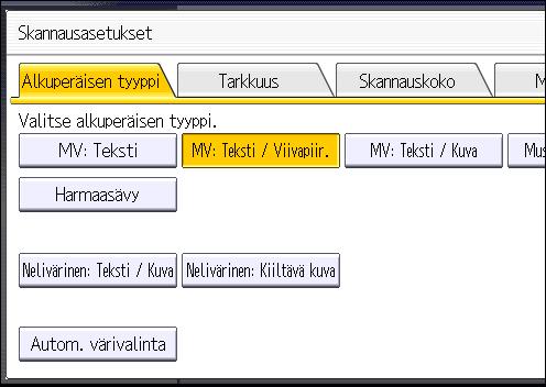 6. Skannaus Skannausasetusten määritys 1. Paina [Skannausasetukset]. 2.