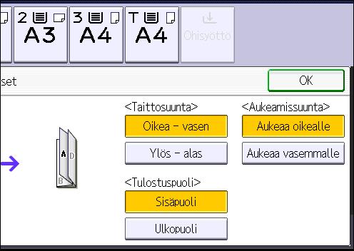 Viimeistely CNP019 1. Paina [Viimeistely]. 2. Paina [Taitto]. 3. Paina [Kaksoistaitto ]. 4. Paina [Muuta]. 5.