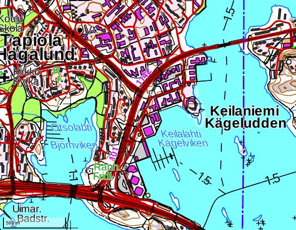 Keilaniemenrannan sedimentin ja maaperän pilaantuneisuuden tutkimusraportti Keilaniemi, Espoo 3/9 19.10.2018 Kuva 1. Tutkimusalueen sijainti (karttapohja: paikkatietoikkuna.fi, 23