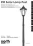 PIR Solar Lamp Post. Art.no. Model 36-5190 JY-0012A-S3-19W-PIR